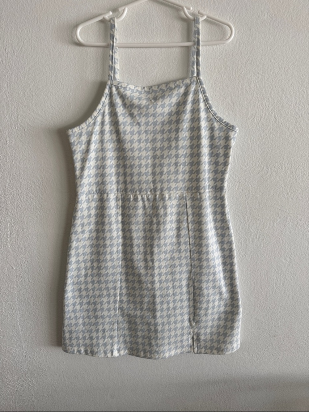 art class girls Light Blue and White Houndstooth Tank dress adjustable straps